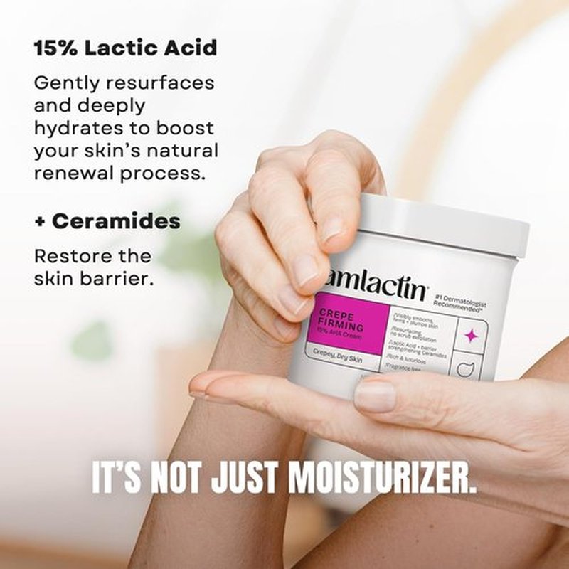 AmLactin Crepe Firming Cream - Therapeutic Skin Tightening & Exfoliating Moisturizer, 12 oz