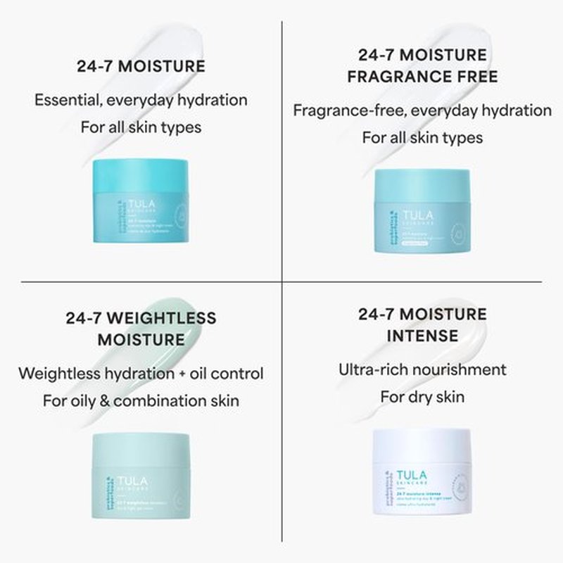TULA Skin Care 24-7 Moisture Intense Ultra Hydrating Day & Night Cream - Travel-Size, Ultra Nourishing Moisturizer for Face. Soothe Skin, Maintain Skin Balance & Improve Skin Smoothness, 0.5 oz.