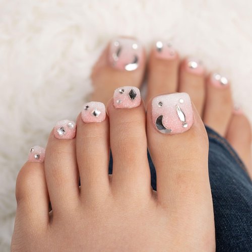 LOVFUL Handmade Acrylic Press on Toenails Berry Shake | Salon Quality 20 PCS Free Size Toe Nails | Reusable Fake Nails for Toe | T56