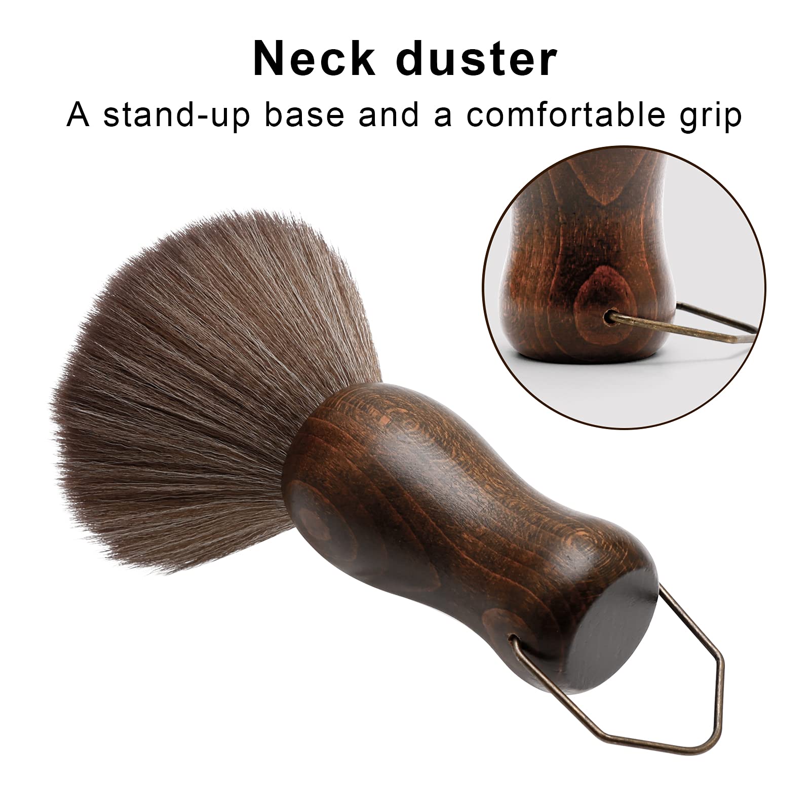 Barber Neck Duster Brush Wood Handle with Hook for Hair Cutting… (2pc)