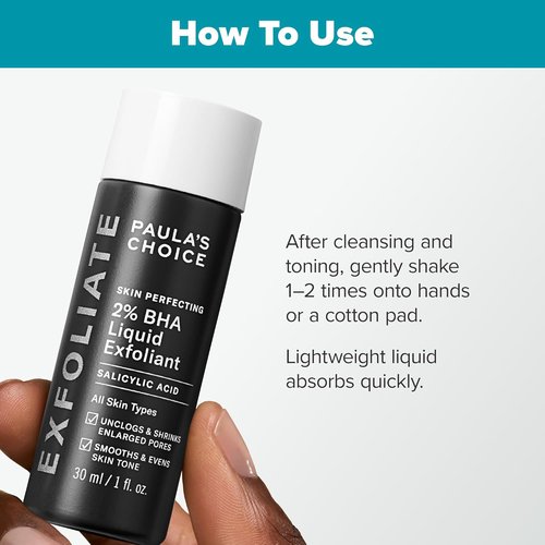 Paula's Choice 2% BHA Liquid Exfoliant - Salicylic Acid Facial Exfoliator & Pore Toner Set | Travel Size 1oz