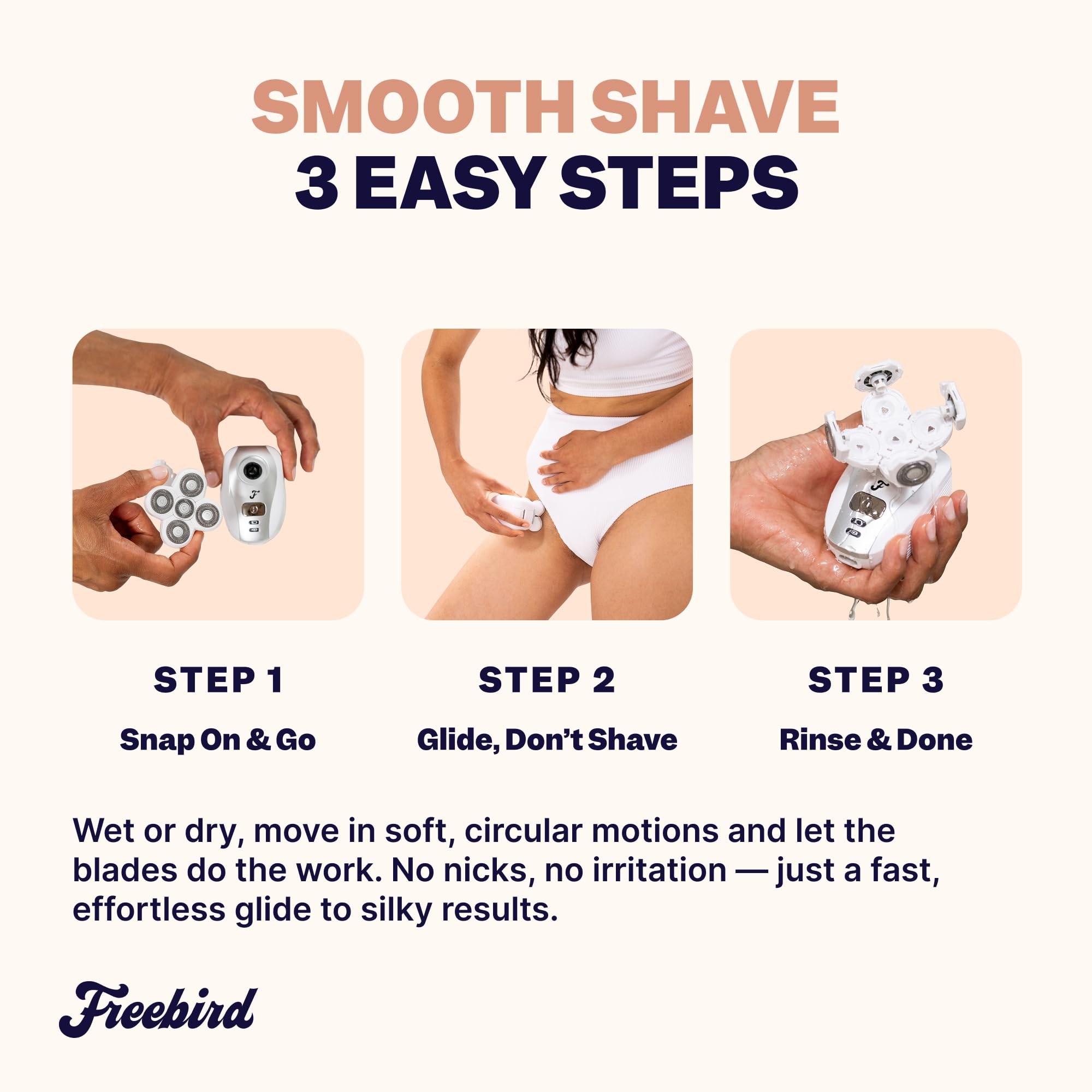 Freebird FlexSeries Electric Razor for Women - Silk Smooth Legs, Body Hair, & Pubic Shaver - for Private Area, Sensitive Skin, Bikini Trimmer (Shaver Kit + Replacement Blade + Travel Case)