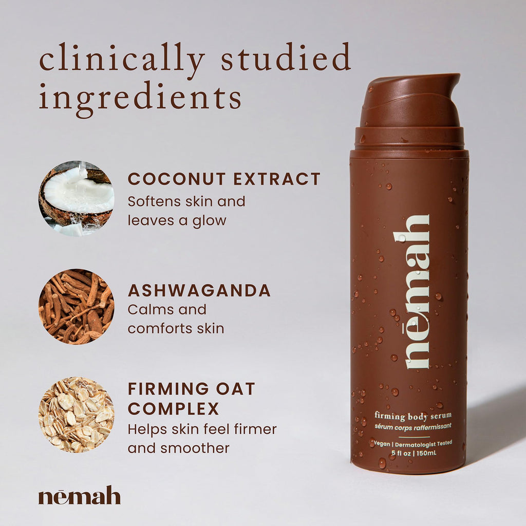 Nemah Firming Body Lotion, Skin Firming And Tightening Lotion, Body Cream Without Grease, Lightweight Fast Absorbing, Oat Extract Ashwagandha Coconut Extract, For All Skin Types, Vegan 5 Oz