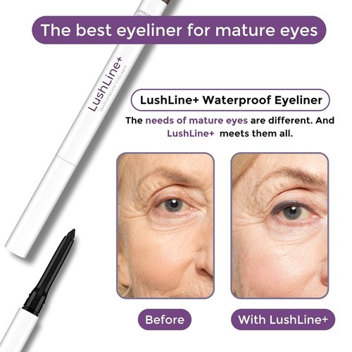 Rumi Cosmetiques LushLine+ Waterproof Eyeliner Pencil - Smudge Proof & Long-Lasting | Natural Brown for Sensitive Eyes