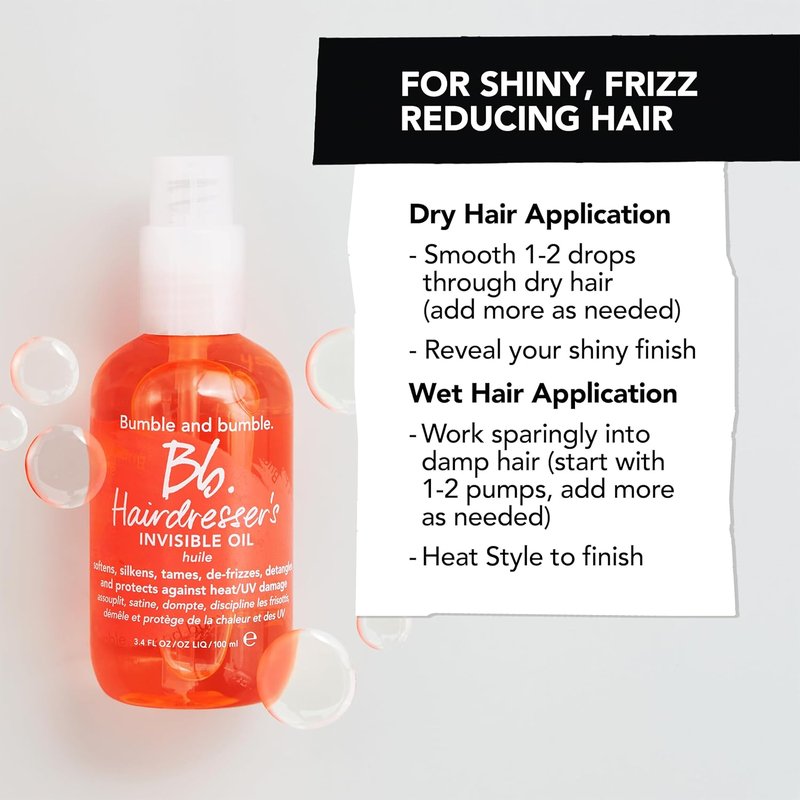 Bumble and bumble. Hairdresser's Invisible Oil - Frizz-Reducing Hair Oil for All Hair Types | Heat Protection + Shine