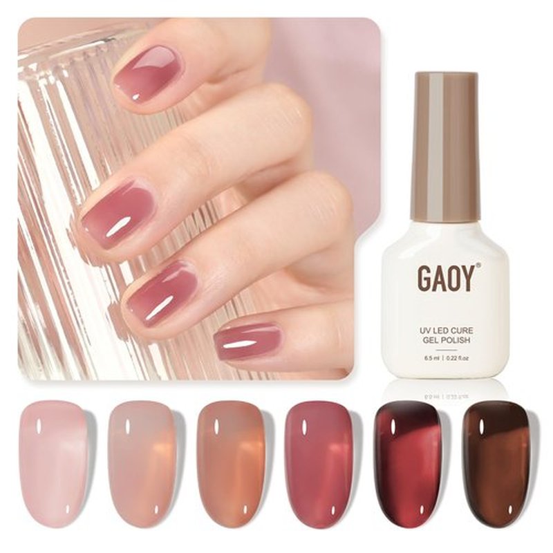 GAOY Jelly Gel Nail Polish Set - 6 Transparent Nude & Red Shades for Salon-Quality Manicure & DIY Nail Art