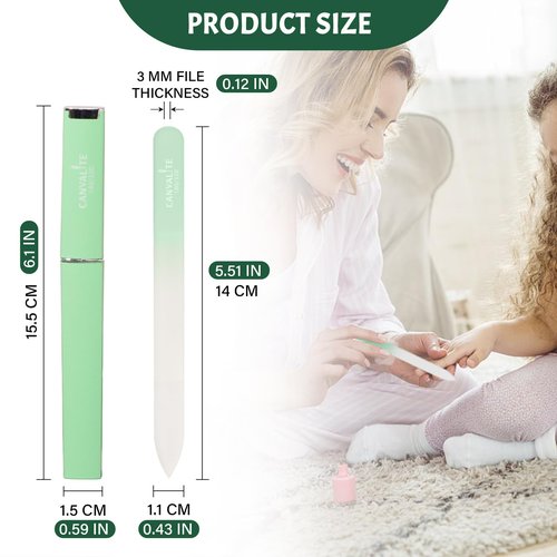 CANVALITE Glass Nail Files for Natural Nails Glass Fingernail File with Case Double Sided 180/320 Grit, Stocking Stuffers for Women Girls, Pack of 3