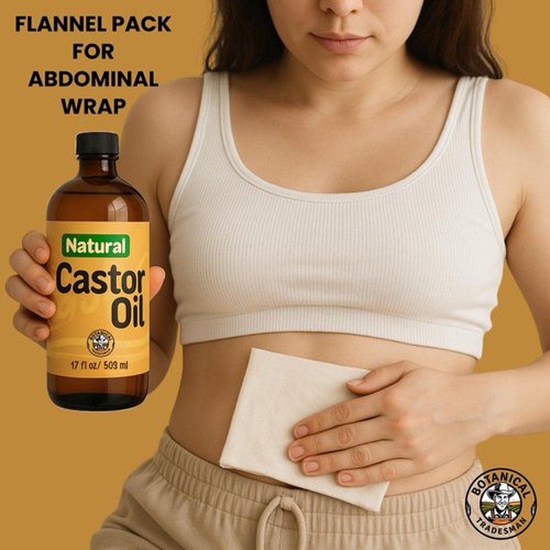 Castor Oil Organic Glass Bottle (17 oz) -100% Pure, Cold-Pressed, Hexane-Free, with 2 Resuable Organic Cotton Flannel Pack Wraps and Mascara Container for Skin Hair Eyelash's Eyebrow's & Body