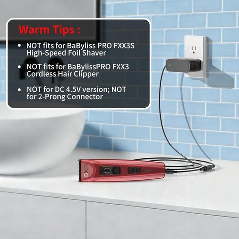 BaByliss PRO FX3 Cordless Hair Trimmer Charger - 12V Adapter for FX3C & FX3T Models