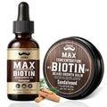 FEBOTE 4X Concentration Biotin Beard Kit for Men – Unscented Oil & Sandalwood Balm Set (2 Pack) – Moisturizes, Softens & Promotes Growth – Premium Beard Grooming Gift for Father’s Day or Him