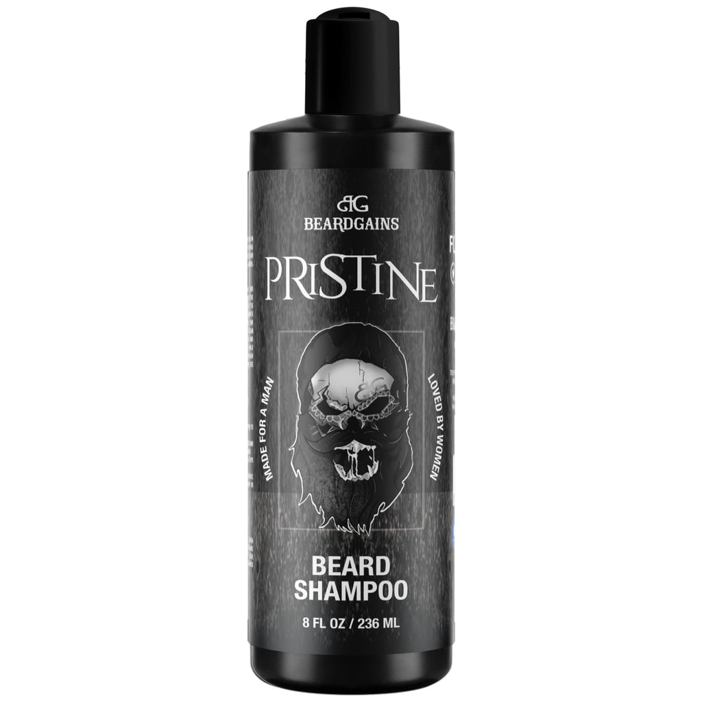Beard Gains Pristine Scented Vegan Beard Shampoo made, 100% Organic and Paraben/Sulfate Free | Moisturize & Control Wild Facial Hairs & Promote Growth | MADE IN USA