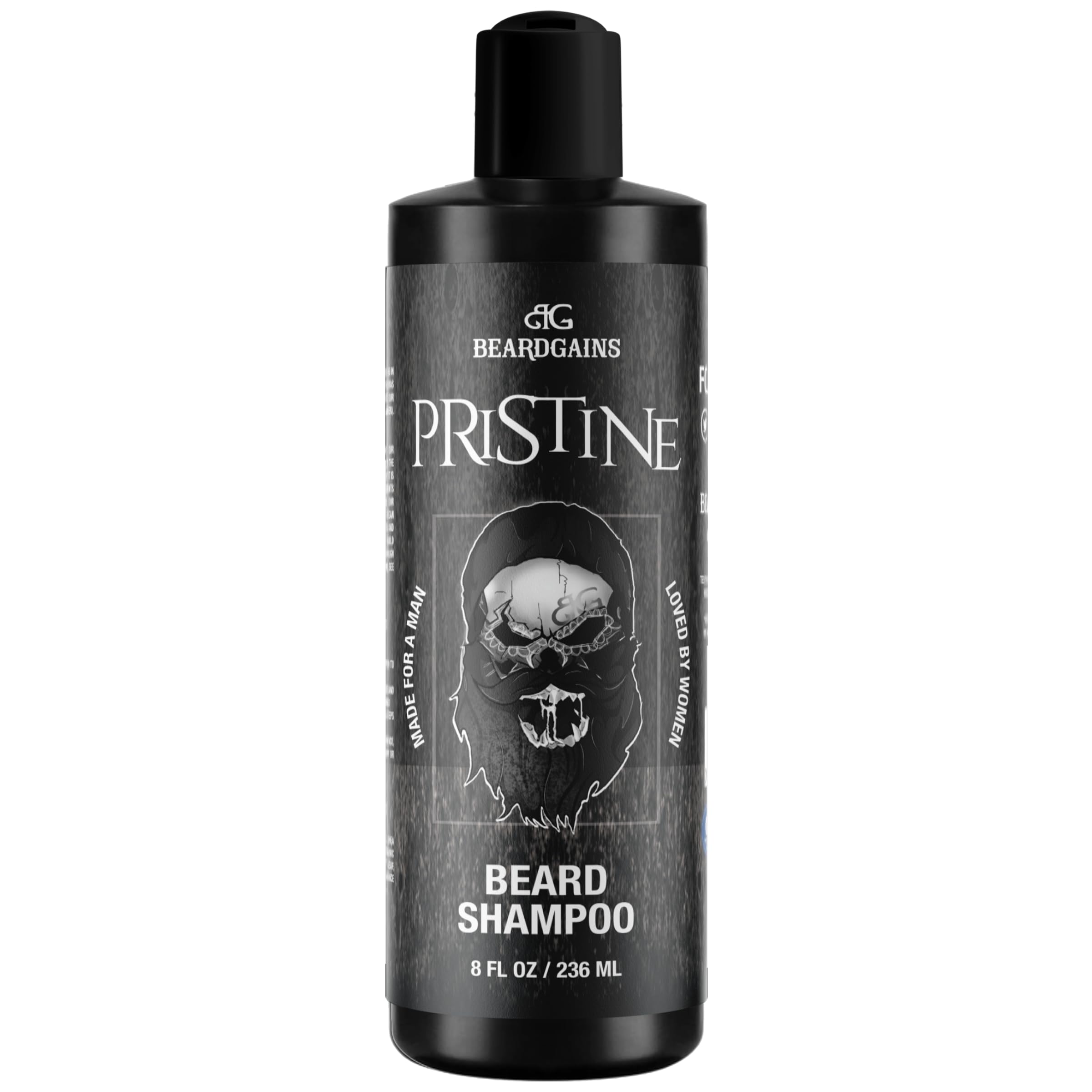 Beard Gains Pristine Scented Vegan Beard Shampoo made, 100% Organic and Paraben/Sulfate Free | Moisturize & Control Wild Facial Hairs & Promote Growth | MADE IN USA