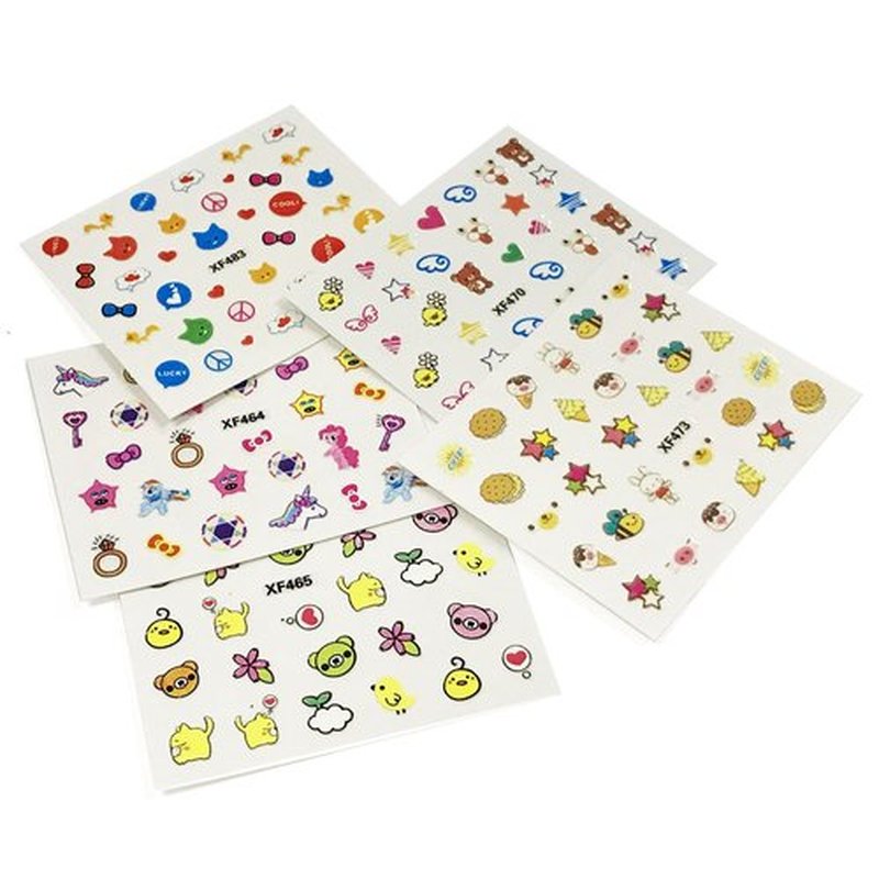 ALLYDREW Funky Cute Funky Patterns Nail Art Nail Stickers 3D Nail Decals, 10 Sheets (300+ Nail Stickers)