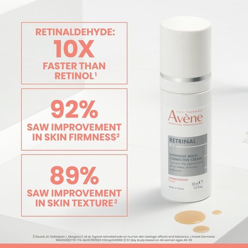 Avène Retinal Face Cream - Intensive Multi-Corrective Formula with Retinaldehyde, Niacinamide & Hyaluronic Acid | Anti-Aging, 1 Fl Oz