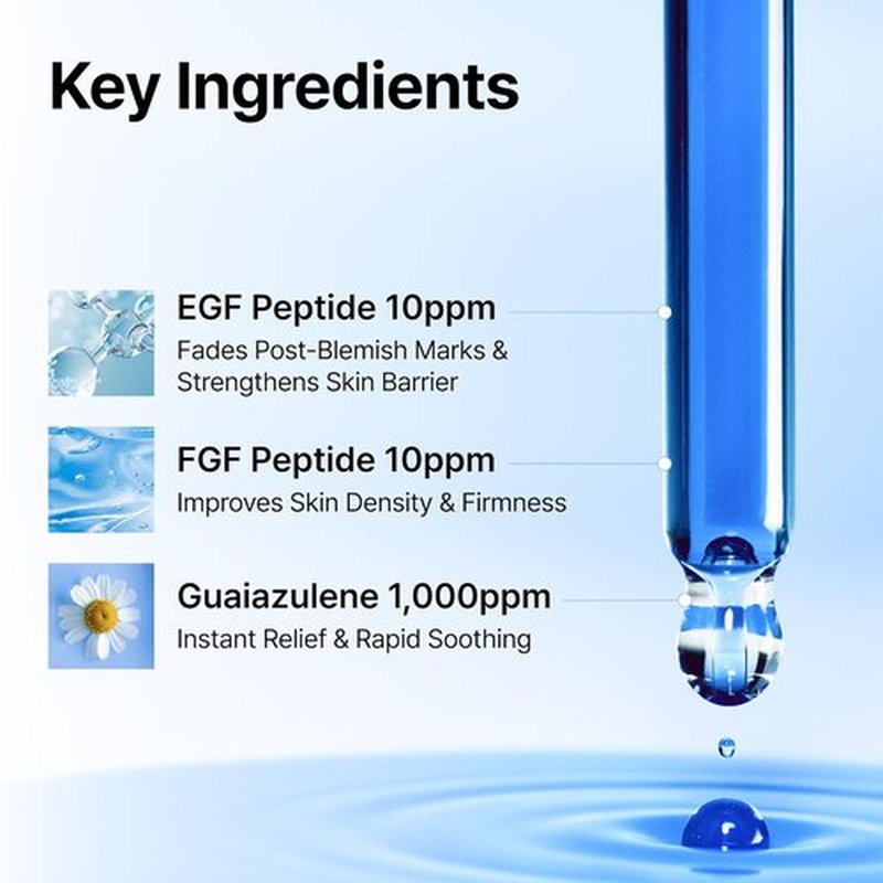 DearKlairs EGF Serum - Blue Youth Activating Drops for Barrier Repair & Post-Blemish Care | 1.69 Fl Oz