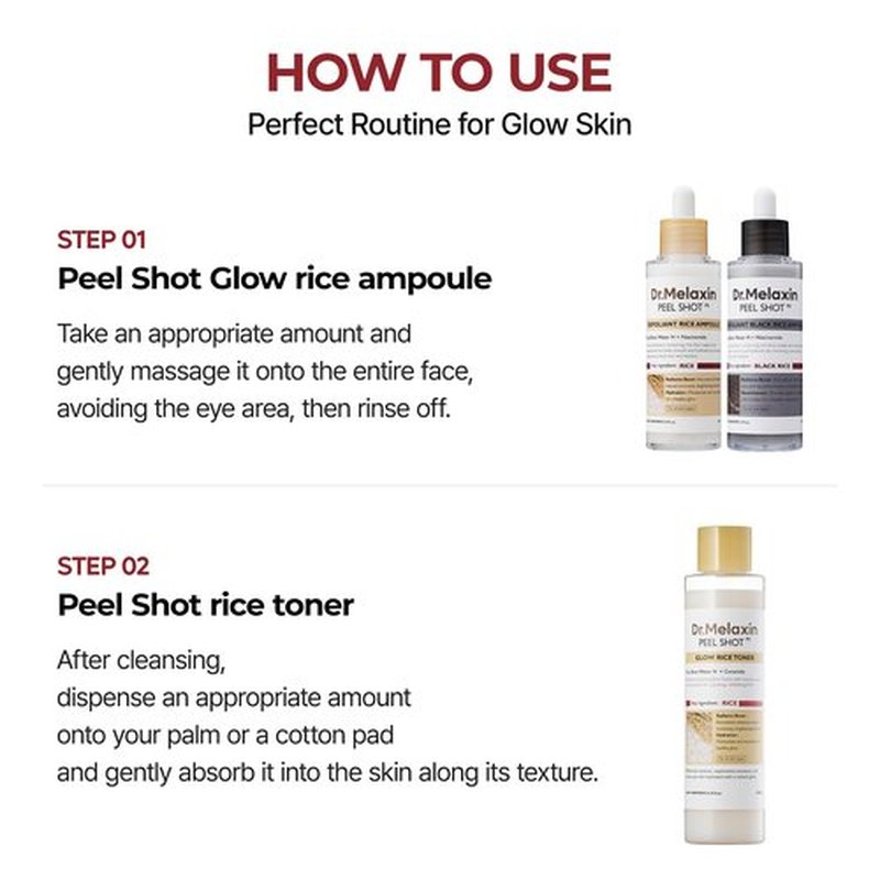 Dr.Melaxin Peel Shot Glow Rice Toner 200ml hydrated Skin Cleansing Skin Korean Skin Care