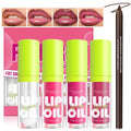 HOSAILY Hydrating Lip Oil & Liner Set - Plumping Gloss with Shiny Glow | Moisturizing Pink Glitter