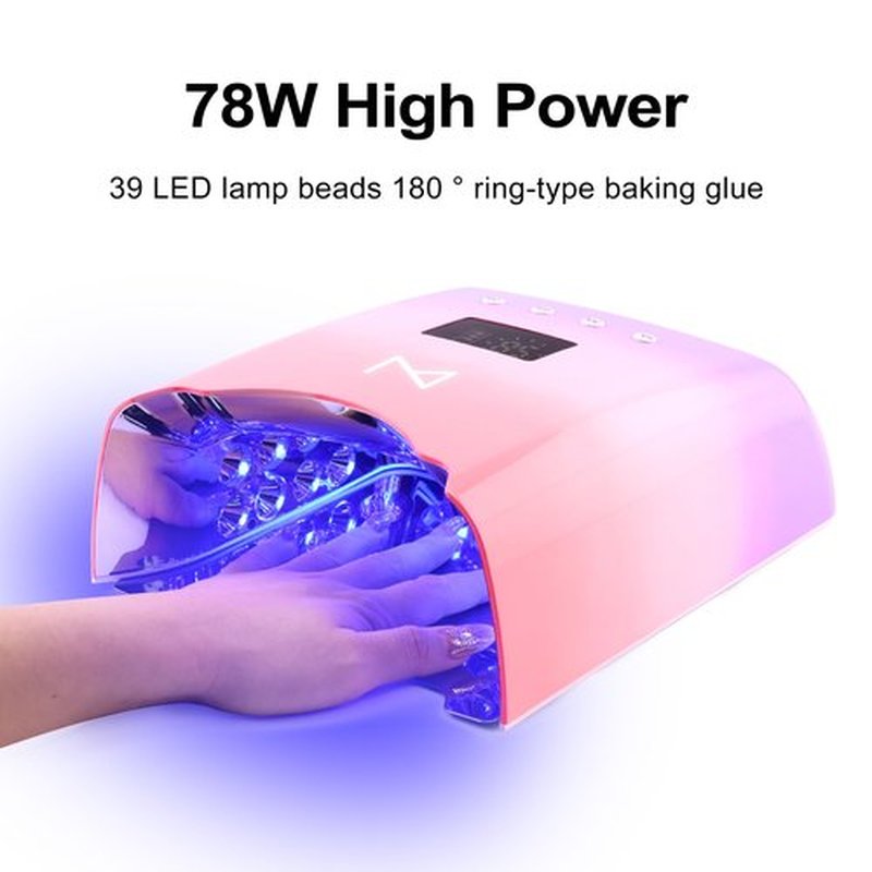 M - NEO Cordless & Rechargeable Nail Curing Lamp 78W with 4 LCD Time Display Timer, Auto Sensor, and Spacious Interior for All Hand Sizes and Nail Lengths (Metallic Rose Gold)