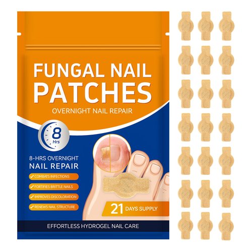 Fungal Nail Patches, Toenail Treatment Extra Strength, 8-Hour Overnight Nail Fast Acting Repair Effortless Hydrogel Nail Care and Repair for Damaged Nails Overnight Renewal 21 Patches