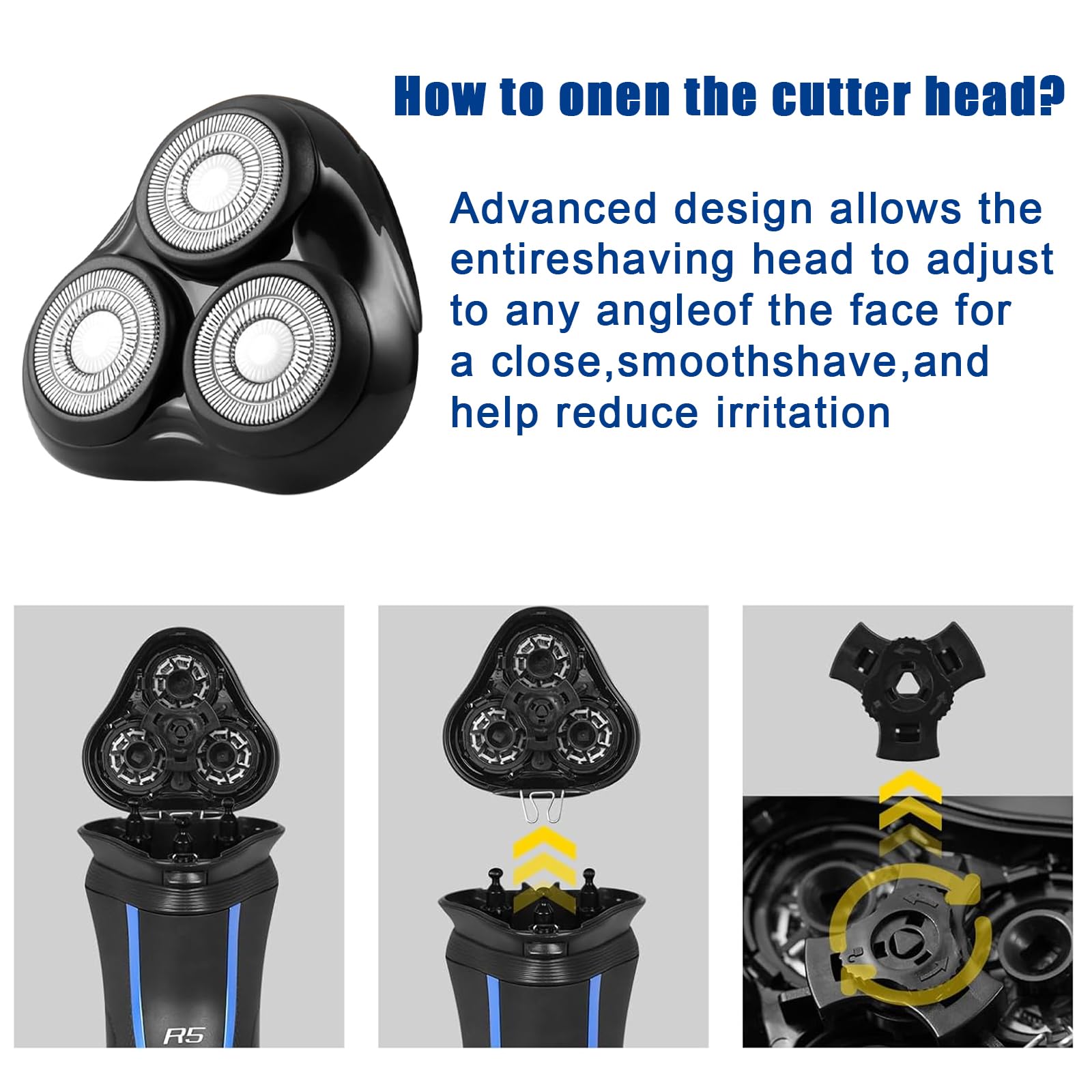 Rotary Replacement Shaver Head,Compatible with Remington Shaver Series,forR3,R4,R5,R6,R7,R8,SP-3141 and SP-5161 Foils (Black-2 PC)