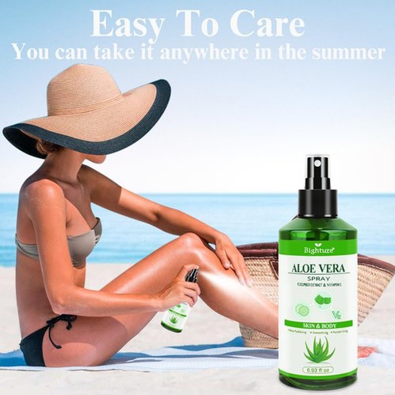 BIGHTURE Aloe Vera Spray from Freshly Cut Pure Aloe, Aloe Vera for Skin& Hair, Aloe Vera Spray for Sunburn Relief, 6.93oz, Absorbs Rapidly, Infused wirh Cucumber Essence