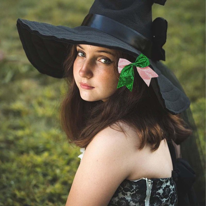 YWAOAIJD 2pcs Witch Hair Accessories for Women, wicked merch with Glitter Pink Green wicked gifts for girls