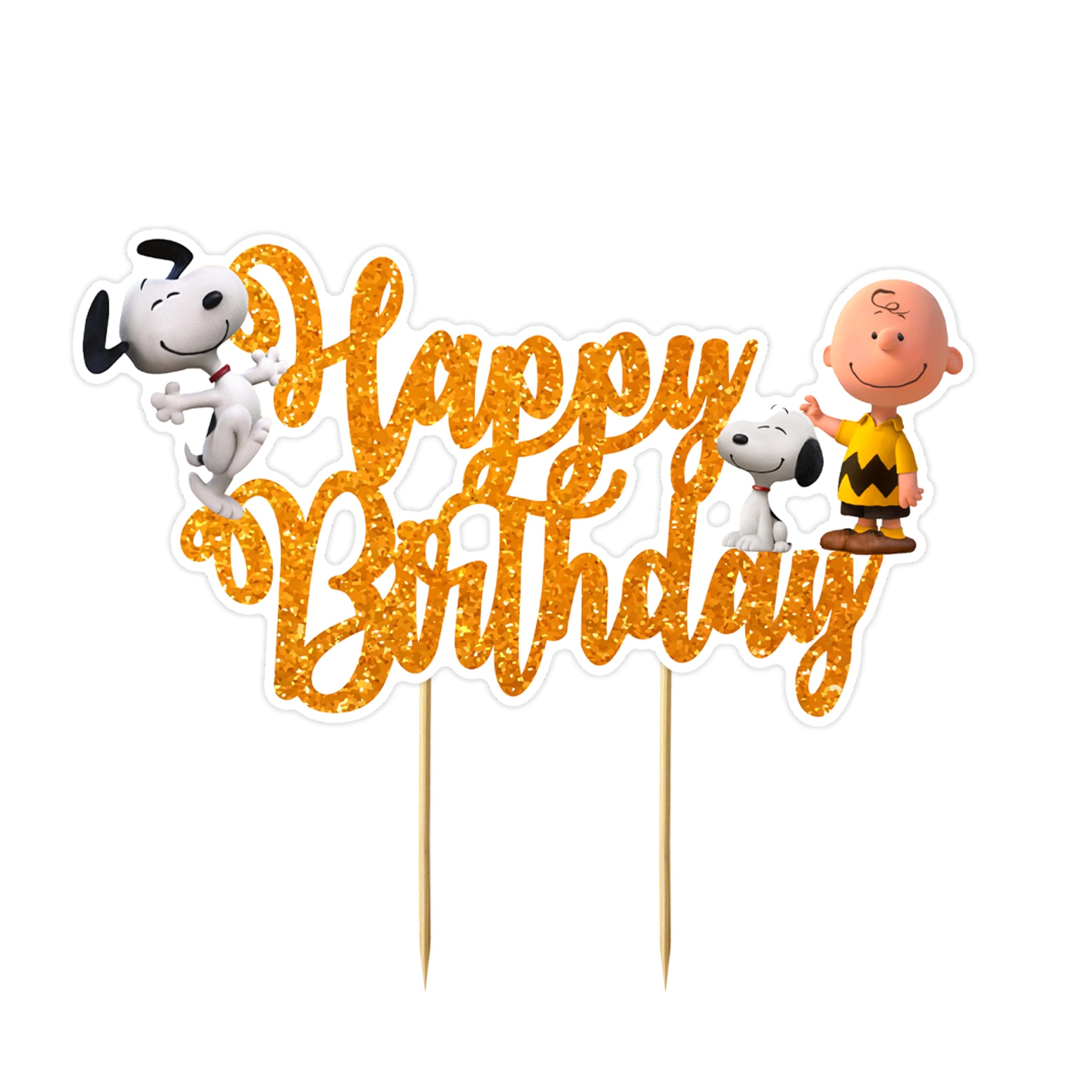 Charlie Broown Happy Birthday Cake Topper, Classic Cartoon Style Cake Topper for Birthday Celebration, Premium Cardstock Cake Decor for Themed Parties, Cake Decoration for Home and Event Celebrations