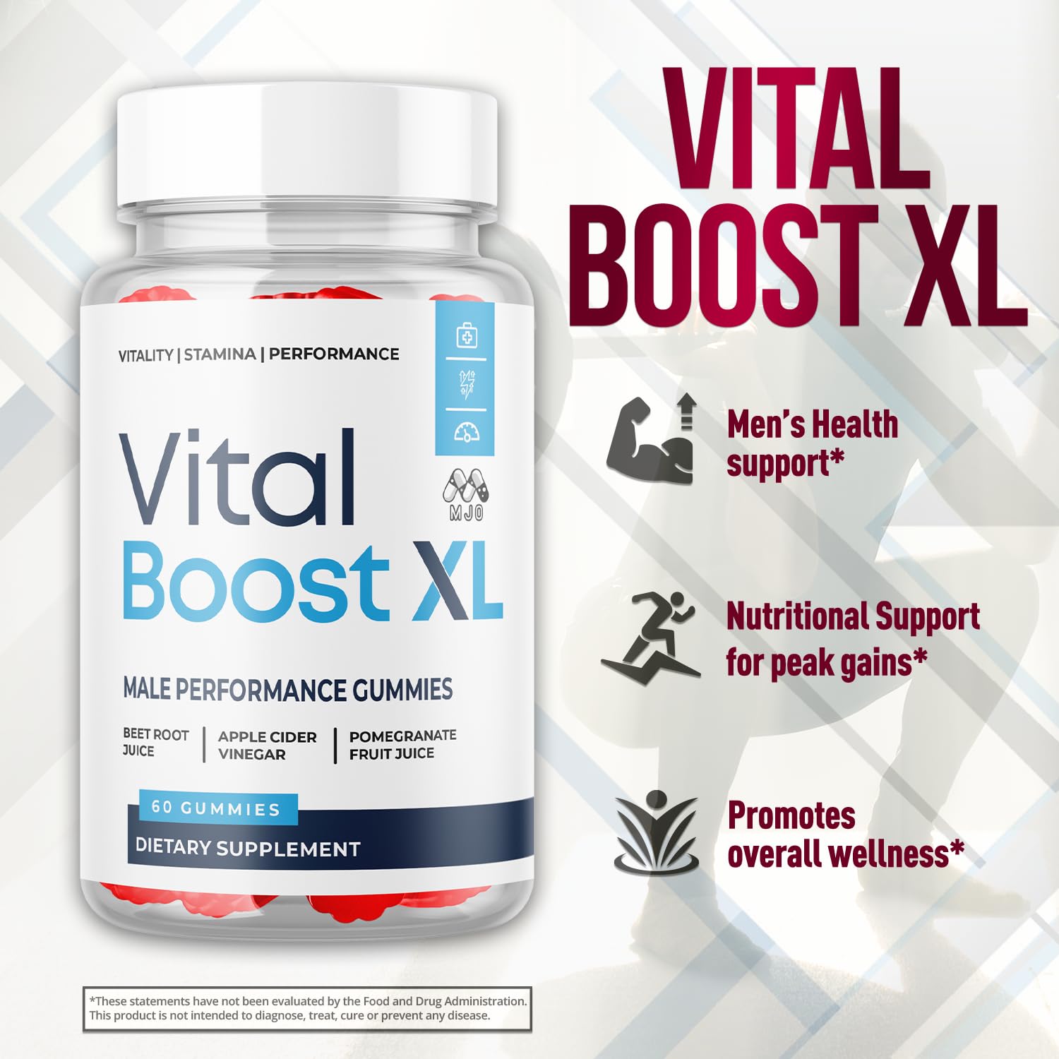 Vital Boost XL Gummies, Official Vital Boost X L Gummys for Men with All Natural Ingredients, Vital BoostXL Advanced Health & Wellness Support with Premium Active Lifestyle Vitamins (60 Gummies)