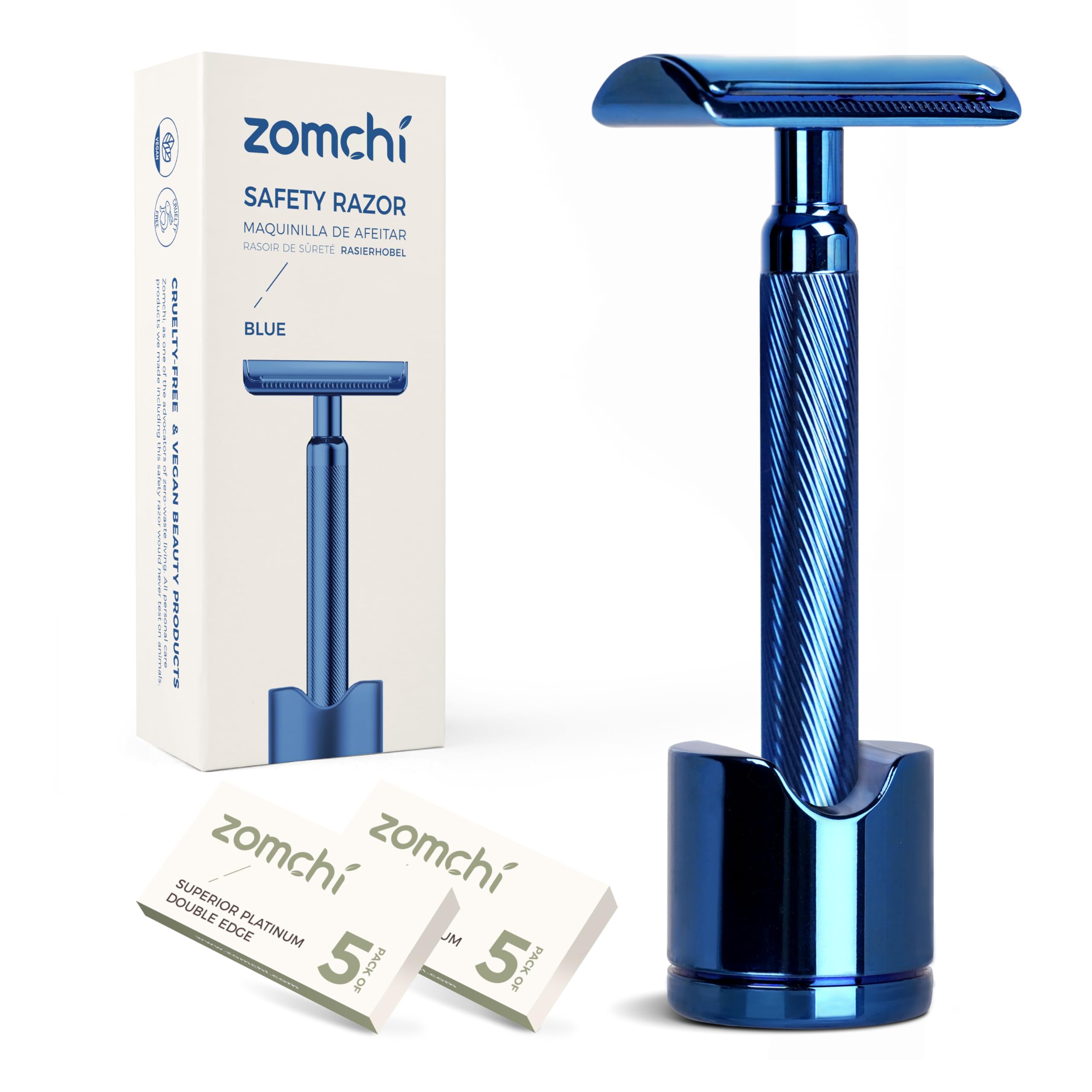 Double Edge Safety Razor with Stand, Version 2.0 Includes 10 Blades