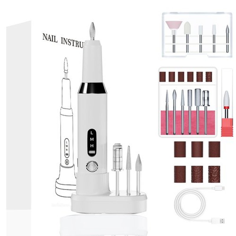 Nail Drill Kit,Nail File Cordless Nail Drill Machine for Gel Powder Nails,Professional Portable Manicure Pedicure Rechargeable Lightweight for Home Salon Use