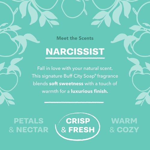 Buff City Soap Plant-Based Body Wash - Coconut Cleansers & Almond Oil Infused. Gentle & Rich Non-Drying Lather. Helps Reduce Moisture Loss & Supports Natural Skin Barrier - Narcissist, 12 floz
