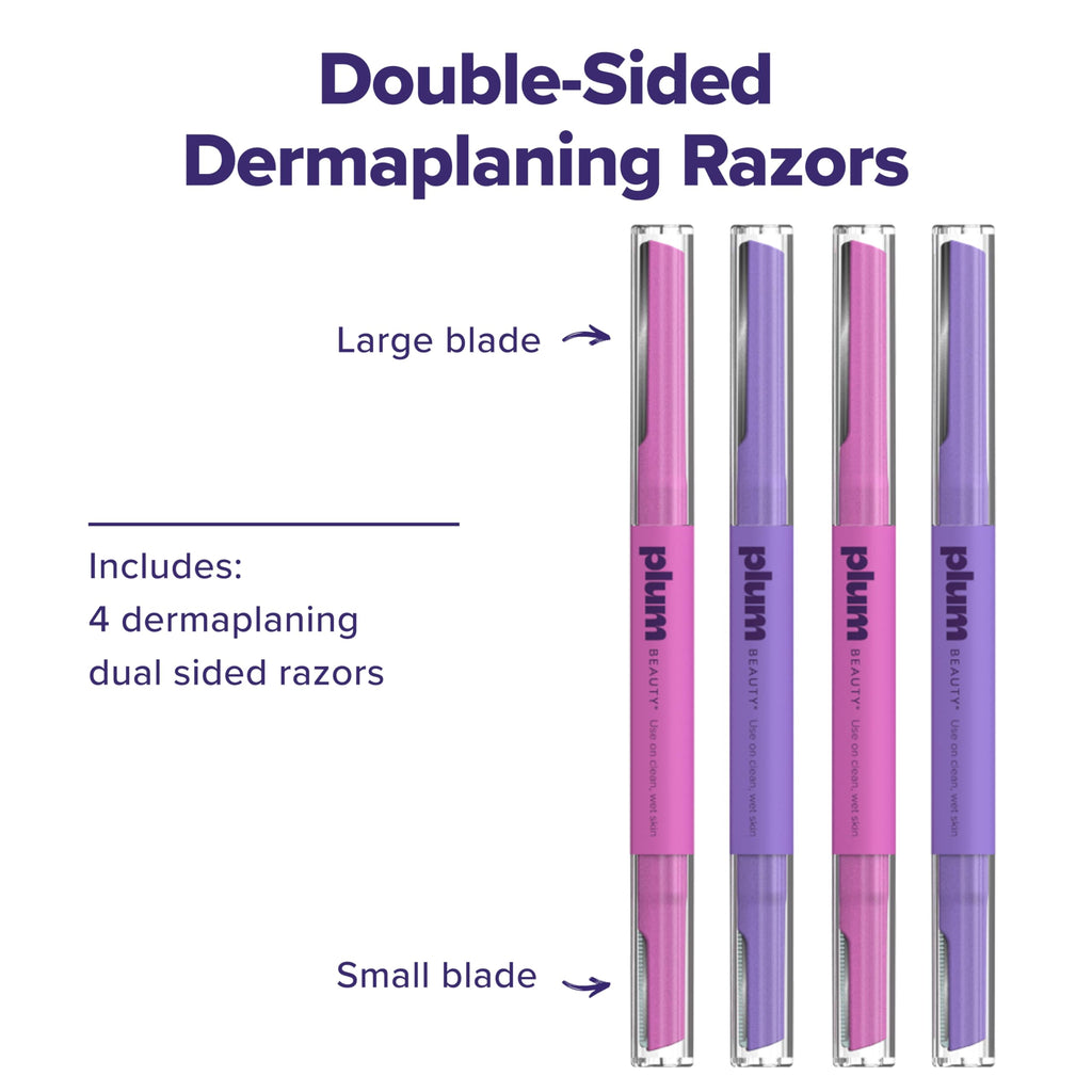 Plum Beauty Double-Sided Dermaplaning Razors (4-Pack) - Womens Facial Razors