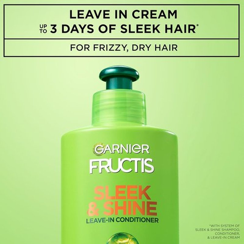 Garnier Fructis Sleek & Shine Leave-In Conditioner - Intense Smooth Formula with Plant Keratin & Argan Oil | 10.2 Fl Oz (Pack of 2)