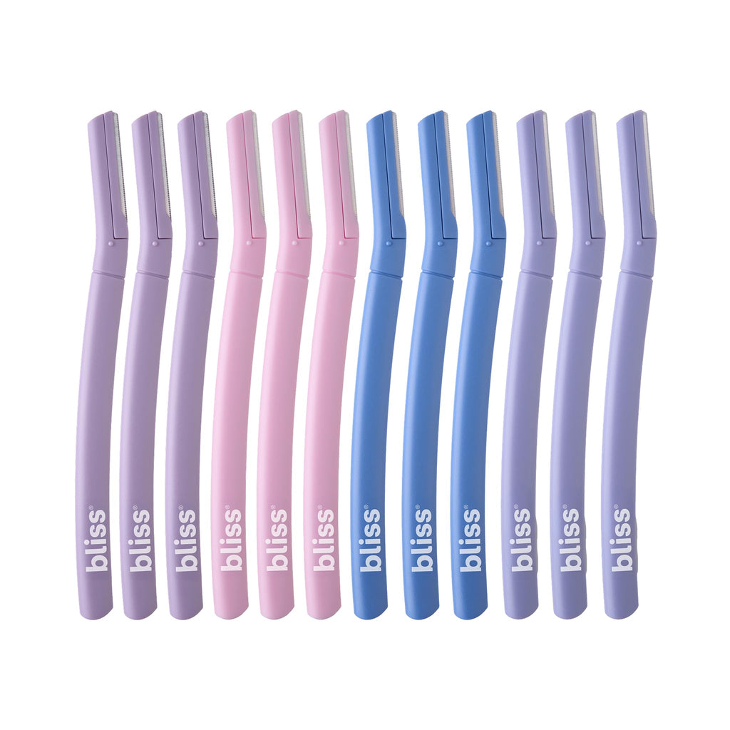 Bliss Stainless Steel Disposable Dermaplaning Tools | Facial Exfoliator and Eyebrow Razor to Dermaplane Peach Fuzz -1 Pack 12 count