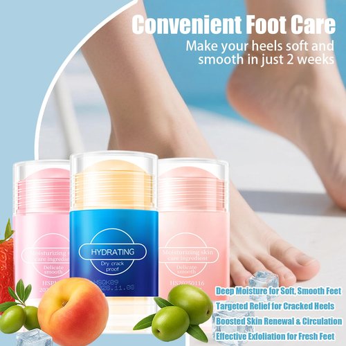 BTYJLEBE Crack Feet Prevention Stick Strength Moisturizer Foot Lotion Stick for Cracked Heels Refreshing Hydrates Callus Skin Softene for Dry Cracked Feet Knees Elbows Hands (2pcs blue ＆ peach)