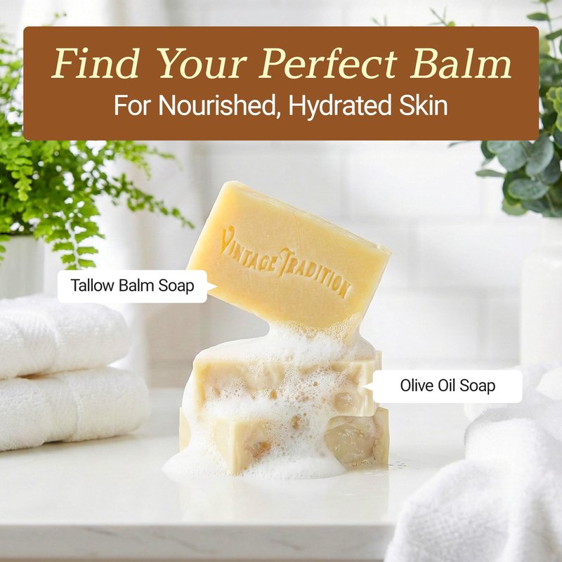 Vintage Tradition Organic Tallow Soap for Face and Body - Unscented bar with Tallow Moisturizer - Natural bar for Deep Hydration, Soothing and Healthy Skin - Organic Soap for All Skin Types