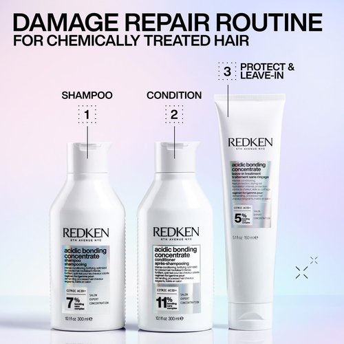 Redken Acidic Bonding Concentrate Mini Kit – Strengthening Shampoo, Conditioner & Leave In Treatment for Damaged Hair, Reduces Breakage & Split Ends, Travel Size