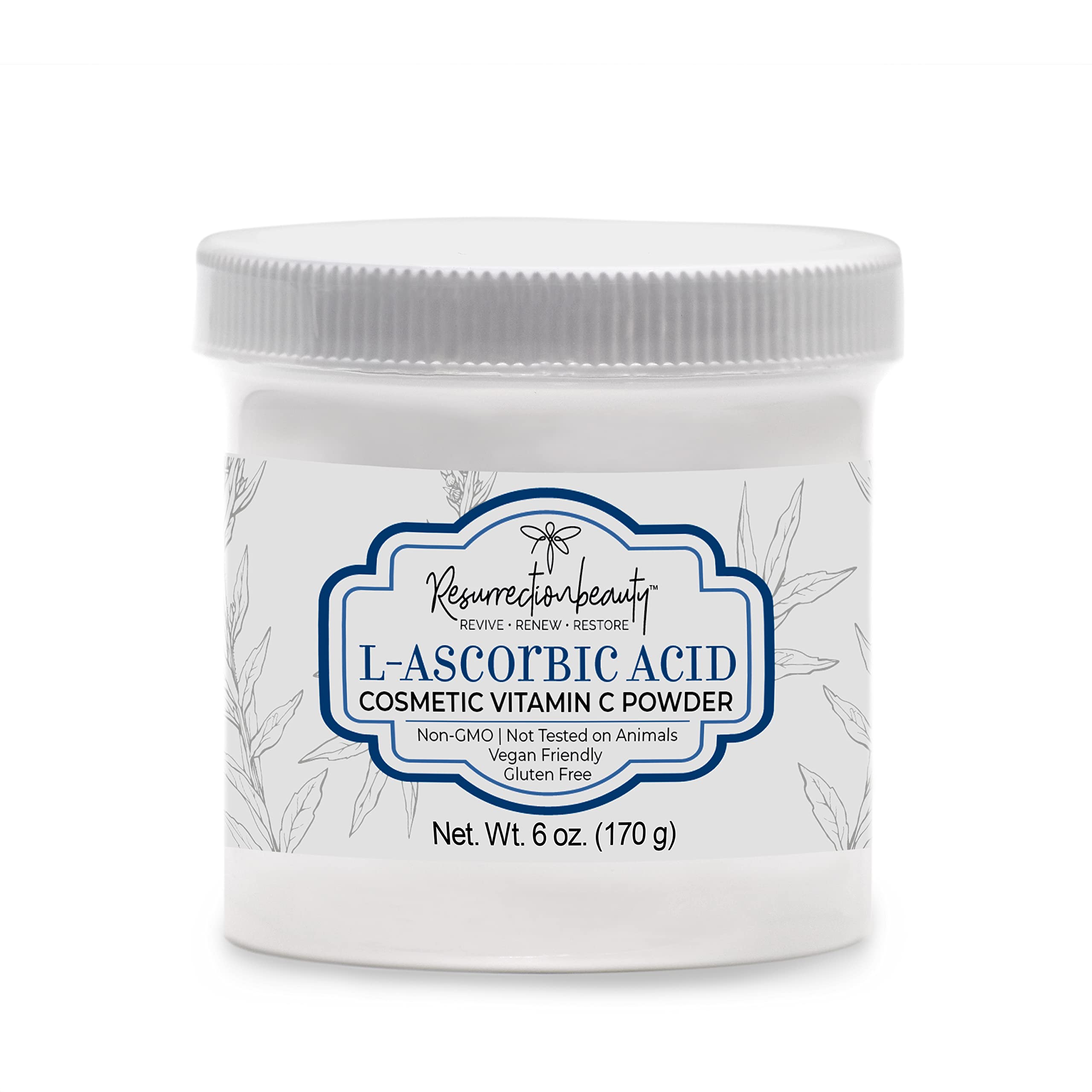 100% Pure L-Ascorbic Acid (Cosmetic Vitamin C Powder for Face) to Make Your Own Premium Beauty Serum, Skincare Mask Treatment, Hyaluronic Serums with Vit C & DIY Facial Skin Care Products 6 OZ