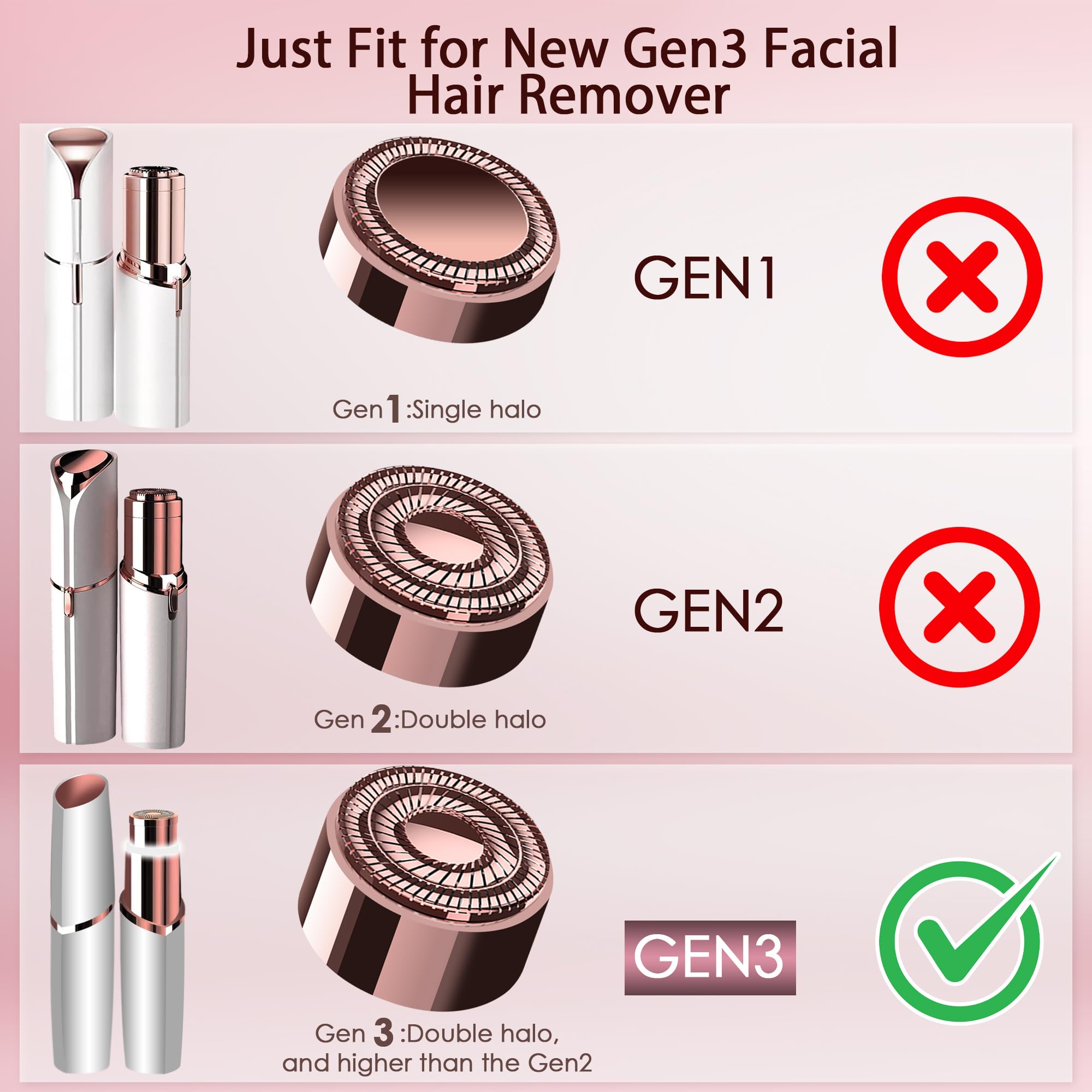 Gurelax Replacement Heads for Facial Hair Remover, Gen 3 Replacement Blades Intended for Flawless Finishing Touch, New Version Upgraded Replacement Blades Refill-Just fit for Gen3 Device