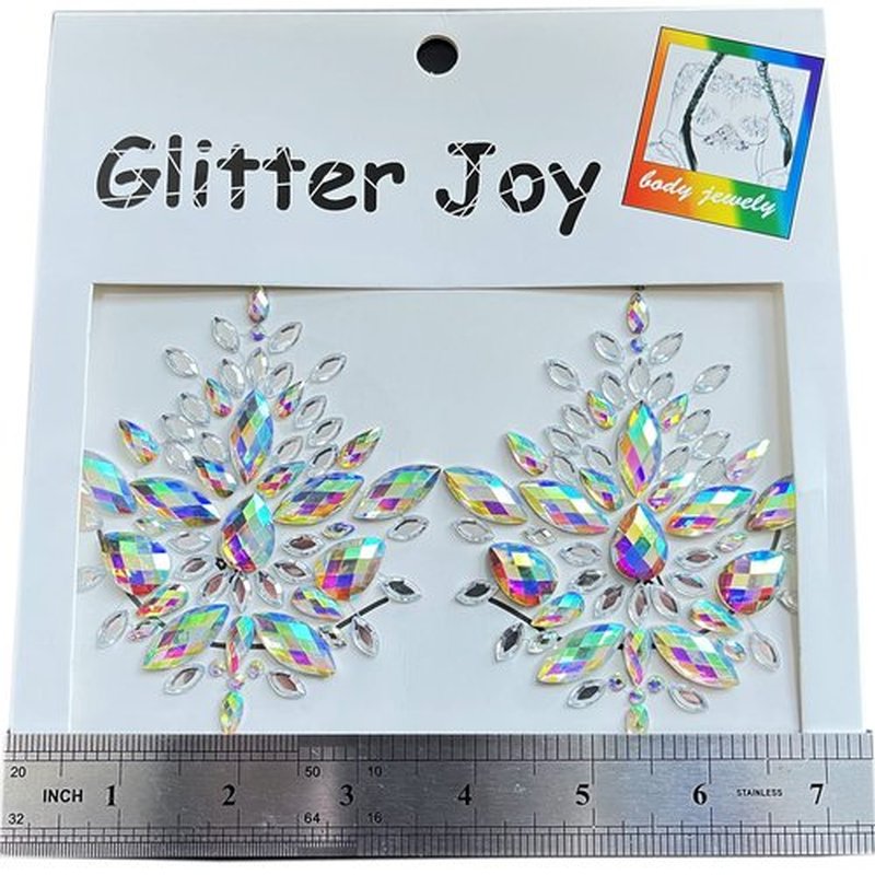 Kotbs Rhinestone Body Gems Stickers, 2-Sheet Breast Jewels Tattoo Rhinestone Chest Sticker, Crystals Body Jewels for Halloween Music Carnival Festival Party Makeup