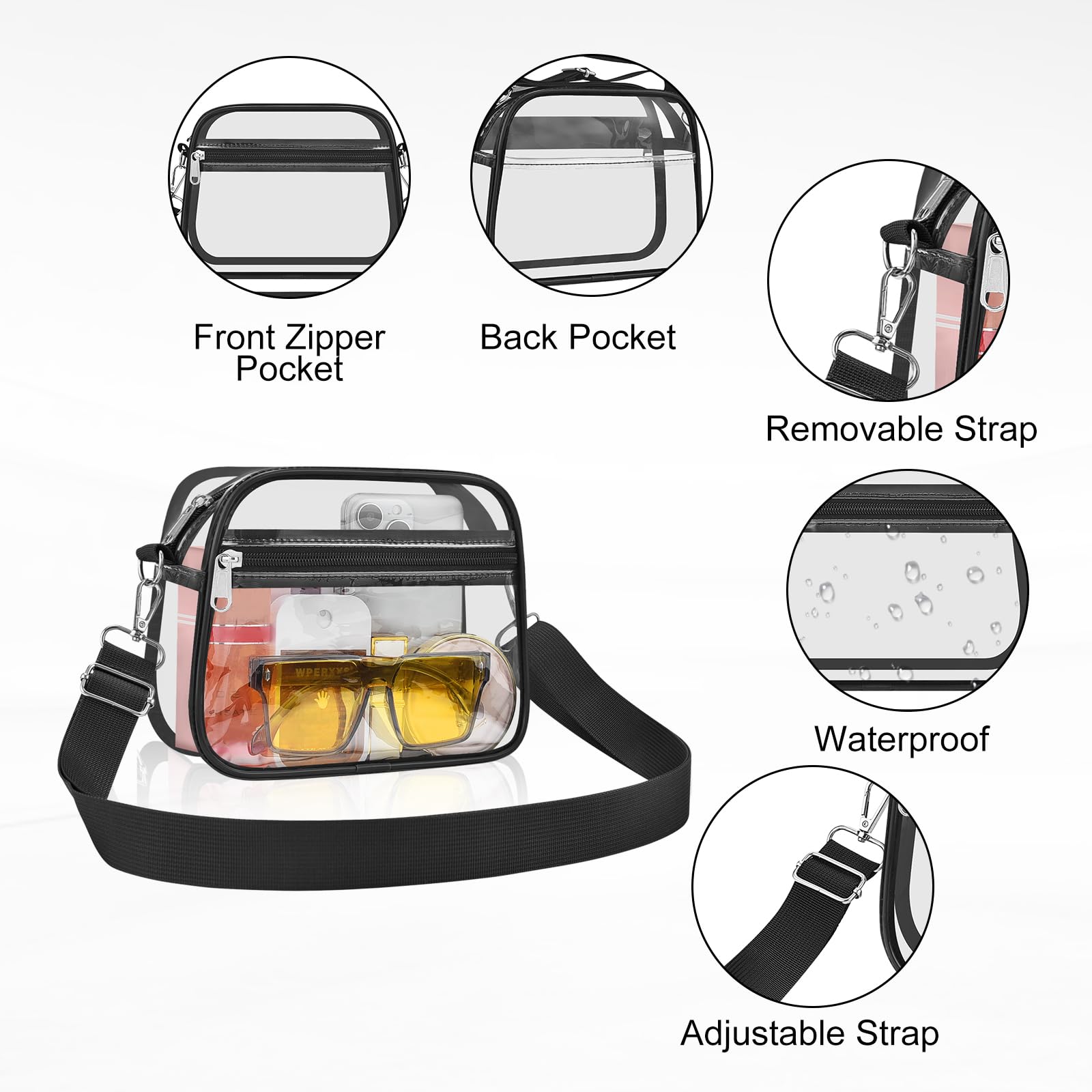 USPECLARE Clear Bag for Stadium Events Clear Sports Fan Handbags Purses