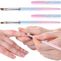 ANCIRS 2 Pack Nail Cleaning Brushes, 8mm Flat + 7.5mm Angled Head Acetone Resistant Nail Art Manicure Clean Brushes for Polish Cuticles Clean up