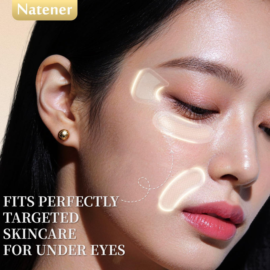 Natener PDRN 4 Pairs Micro Eye Patches & Crows Feet Wrinkle Patches & Smile Lines Wrinkle Patches, Under Eye Patches for Puffy eye, Dark Circle - Hyaluronic, Kojic, Collagen, Peptide, VC