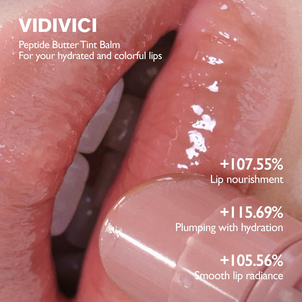 VIDIVICI Peptide Butter Tint Balm | 10 Color Variants, Korean Moisturizing Lip Tint with Melting Peptide Complex™ & Sheer Tinted Glow - 06 PLUM VIBE (12g, 0.42Oz)