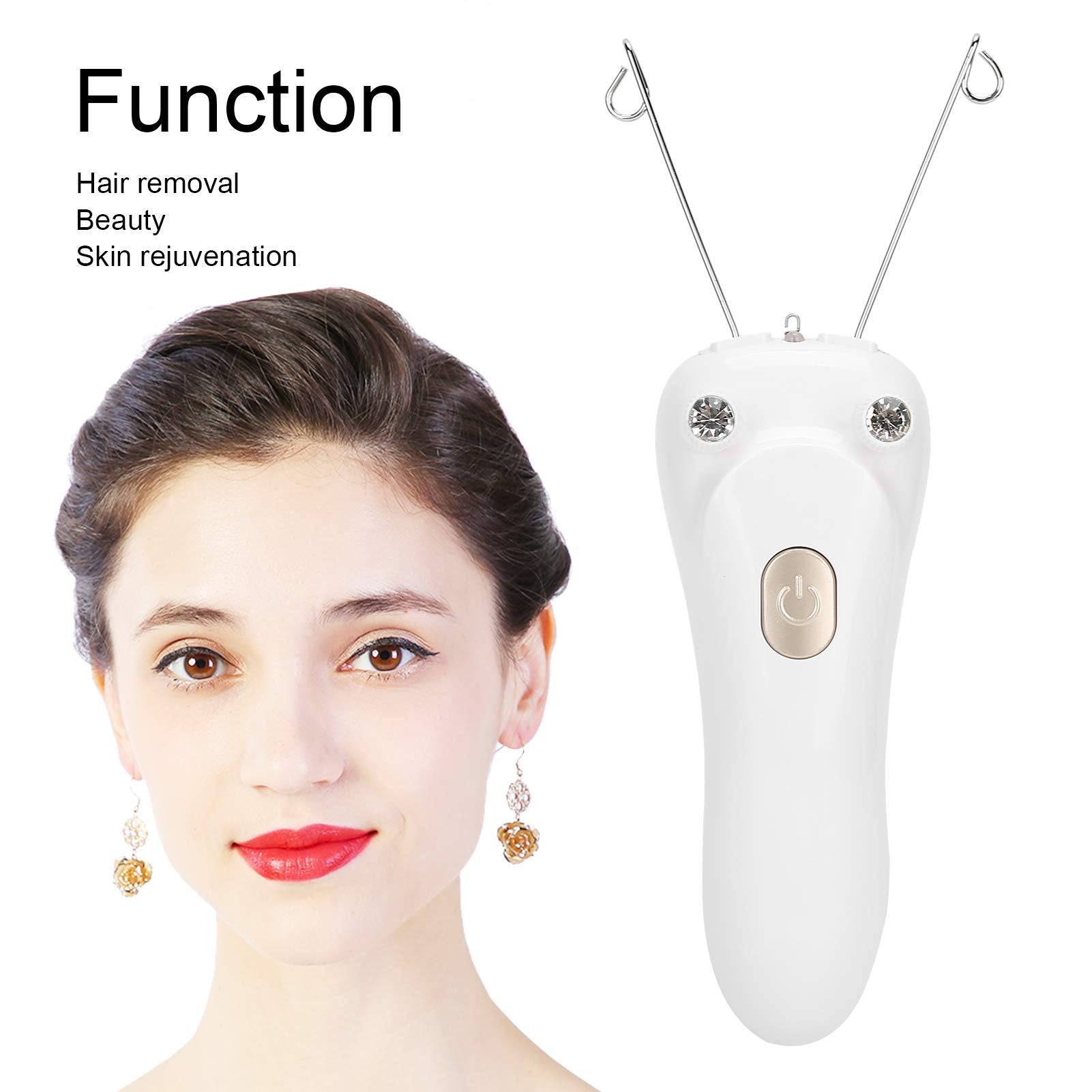 Sunicon Facial Threading Hair Removal, USB Rechargeable Electric Women Cordless Facial Threading Epilator Ladies Beauty Epilator Trimmer Cotton Threading Tool for Body Facial Pull(Gold)