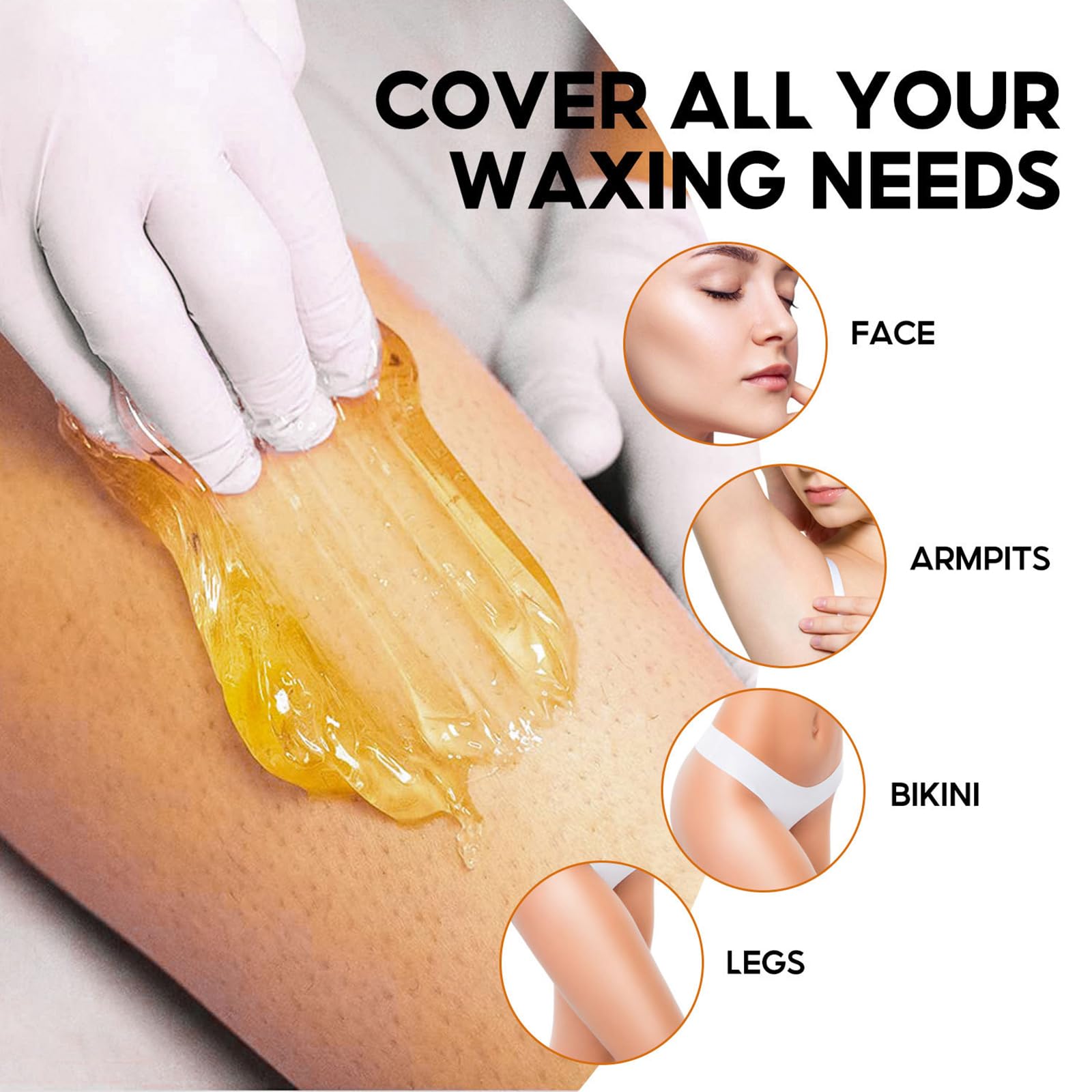 Sugar Wax Kit for Women - Sugaring Hair Removal At Home Waxing System, Painless No Strips No Heat, 1.76oz for All Skin & Hair Types, Cera Depilatoria Para Mujer