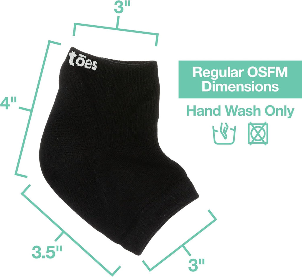 ZenToes Moisturizing Heel Socks - Cracked Heel Treatment with Vitamin E & Jojoba Oil | Black Cotton, Regular Size