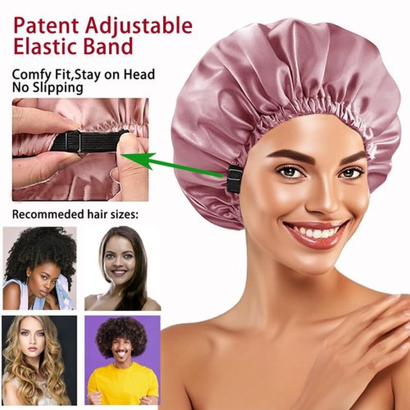 2Pcs Hair Bonnets For Sleeping Satin Bonnet Silk Bonnets For Women Silky Night Caps Womens Curly Hair Sleep Cap