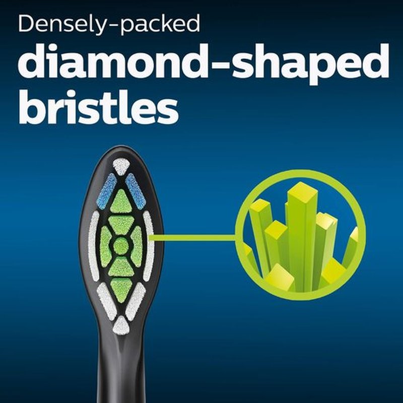Philips Sonicare W DiamondClean - Replacement Electric Toothbrush Heads, Black, 2 Pack, HX6062/95
