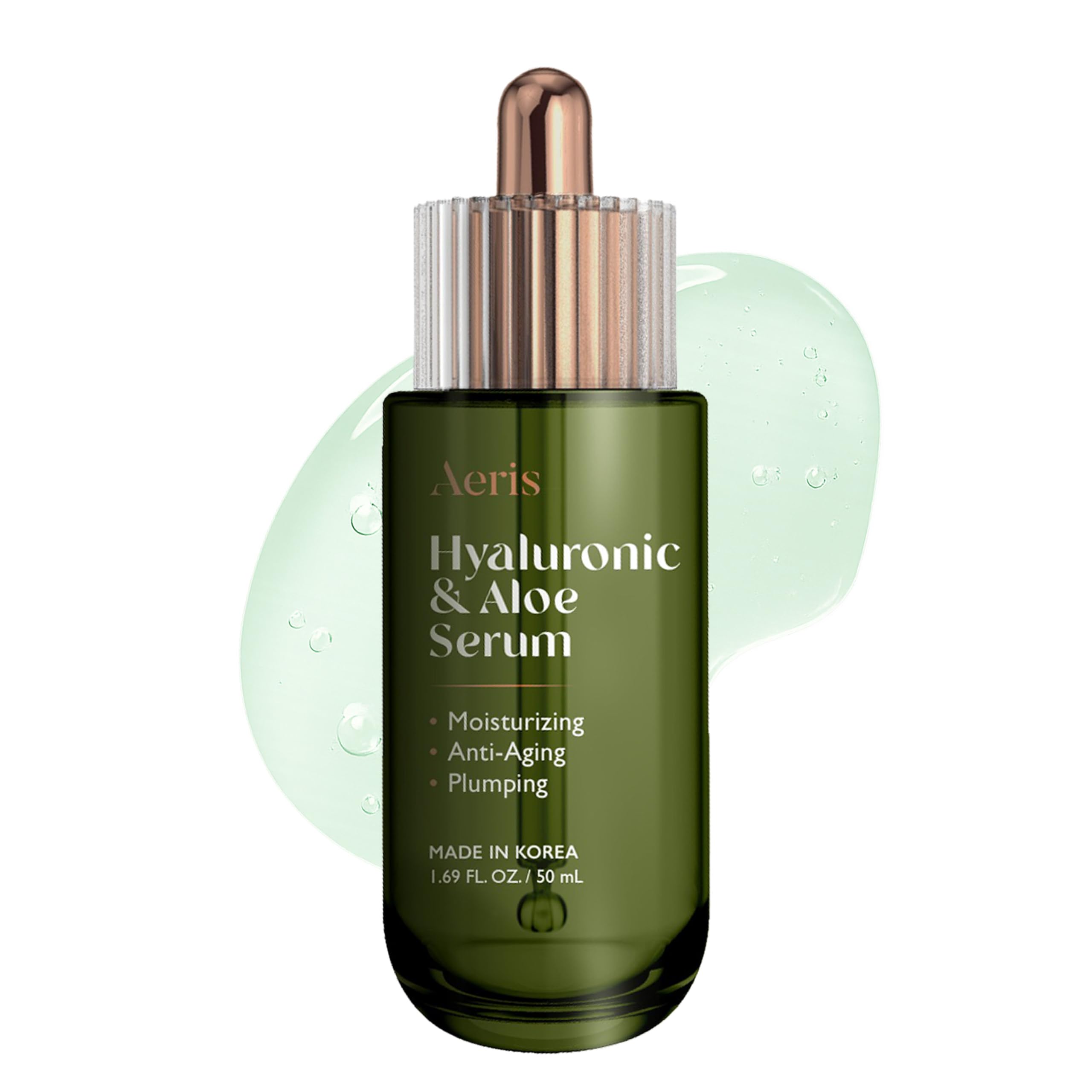 Aeris Hyaluronic Acid Serum for Face with Aloe - Ultra Hydrating & Soothing Formula For Dry, Sensitive Skin – Dermatologist Tested, Anti-Aging, Korean Skin Care – Vegan, Clean Beauty – 1.69 Fl Oz